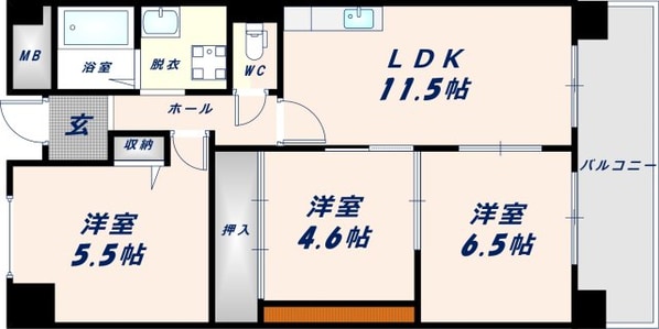 長田駅 徒歩10分 9階の物件間取画像
